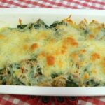 Chilean Swiss chard rolls baked in white sauce with golden parmesan