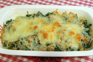 Chilean Swiss chard rolls baked in white sauce with golden parmesan