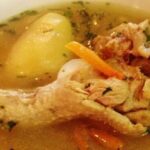 Chilean turkey cazuela with chuchoca, a country stew with potatoes and cornmeal