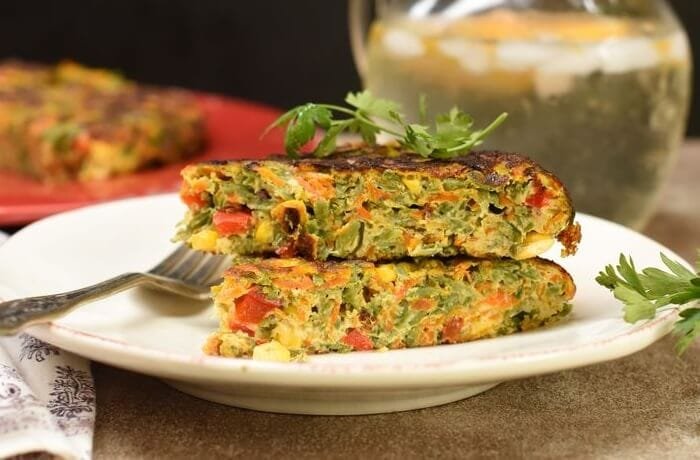 Chilean vegetable omelette cut into wedges