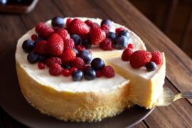 Classic baked cheesecake with a cookie crust