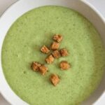 Homemade cream of broccoli soup in a bowl