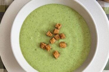 Homemade cream of broccoli soup in a bowl