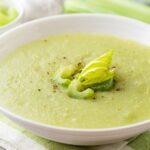Homemade cream of celery soup with parsley