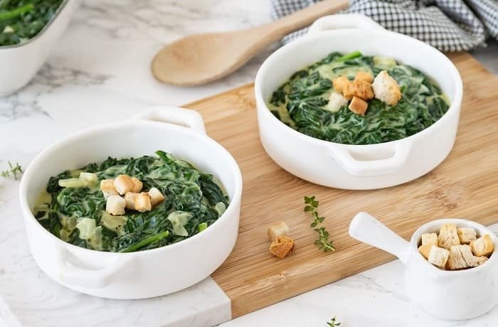 Creamed spinach in a white sauce