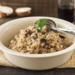 Creamy mushroom risotto with parmesan and basil