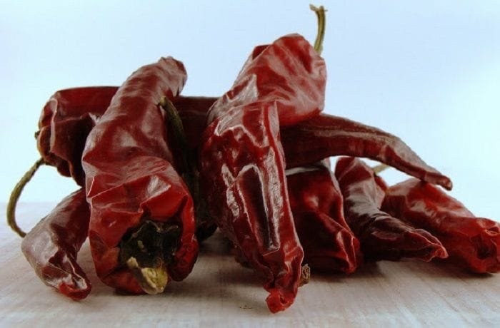 Dried cacho de cabra chili, the traditional Chilean pepper for pil pil