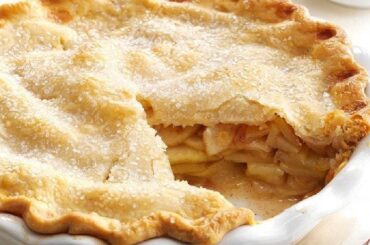 Homemade American apple pie with a golden double crust