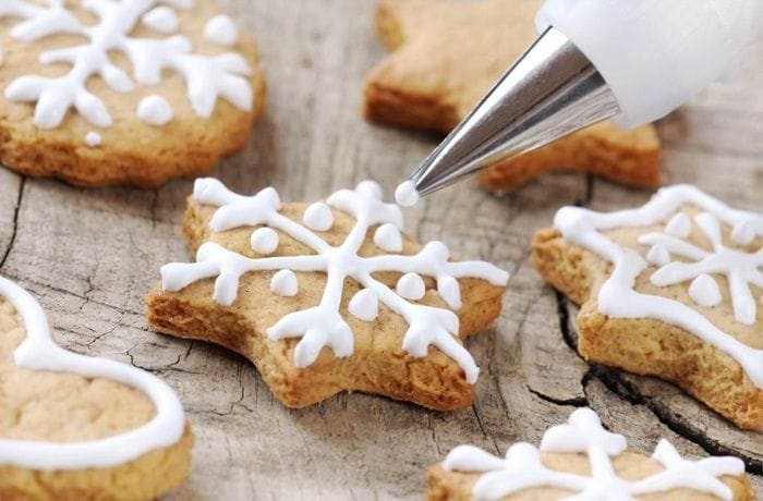Cookies decorated with colorful homemade icing