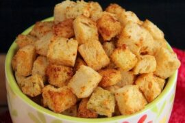 Easy homemade golden croutons