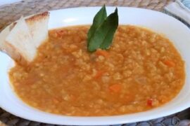 Egyptian red lentil soup in a bowl