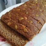 Homemade flaxseed and chia bread, sliced to show its seeded crumb