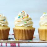 Fluffy vanilla cupcakes with buttercream swirls