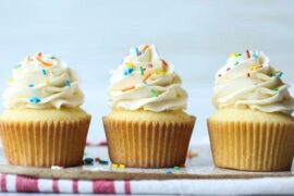 Fluffy vanilla cupcakes with buttercream swirls
