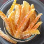 Homemade candied orange peel strips