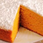 Homemade carrot sponge cake, sliced