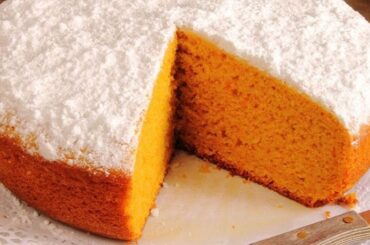 Homemade carrot sponge cake, sliced