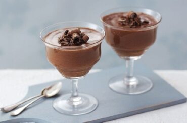 Homemade chocolate mousse in dessert glasses