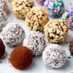 Homemade chocolate truffles rolled in cocoa powder