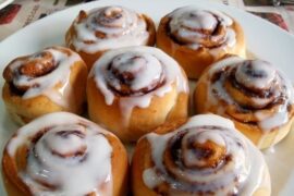 Homemade cinnamon rolls with cream cheese glaze
