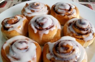 Homemade cinnamon rolls with cream cheese glaze