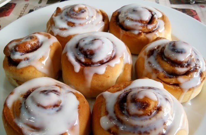 Homemade cinnamon rolls with cream cheese glaze