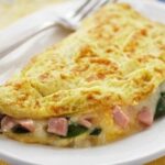 Homemade folded egg omelette with fillings