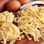 Homemade fresh egg pasta nests