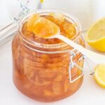 Homemade lemon marmalade in a glass jar