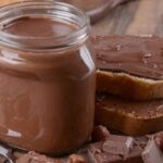 Jar of homemade Nutella style chocolate hazelnut spread