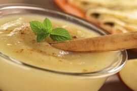 Homemade pear compote with cinnamon