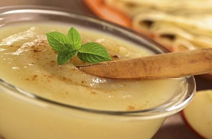 Homemade pear compote with cinnamon