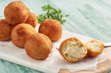 Golden homemade rice croquettes