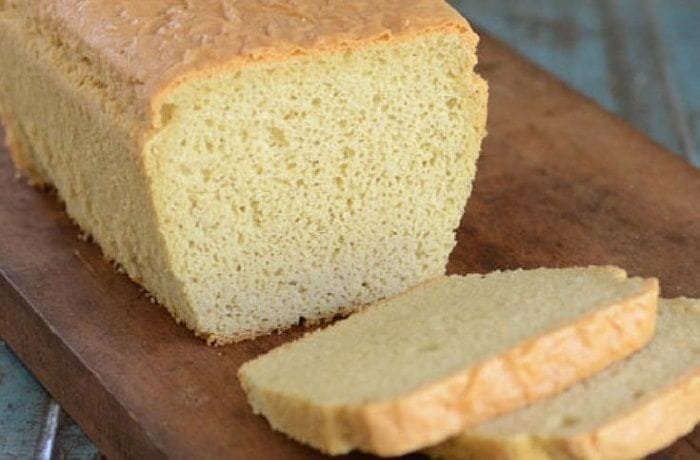 Keto almond flour bread loaf, low carb and gluten free, sliced
