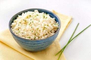 Homemade keto cauliflower rice in a skillet