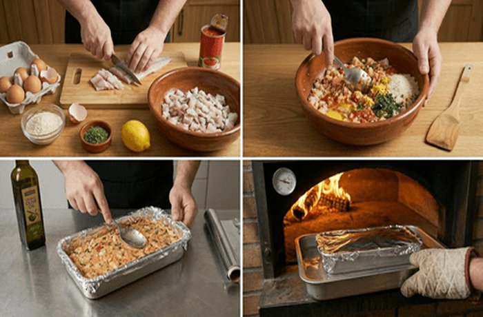 Making Chilean hake loaf step by step