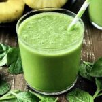 Natural green juice with cucumber, apple, and spinach