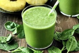 Natural green juice with cucumber, apple, and spinach