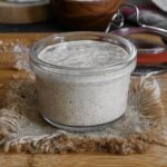 Homemade natural sourdough starter in a jar