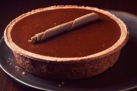 No bake chocolate tart sprinkled with flor de sal