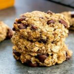 Healthy oat and banana cookies on a tray
