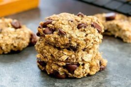 Healthy oat and banana cookies on a tray