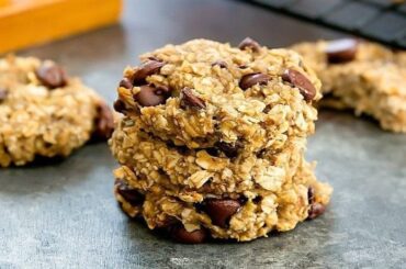 Healthy oat and banana cookies on a tray