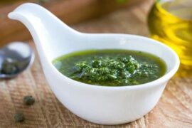 Provençal garlic and parsley sauce in a bowl