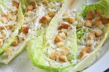 Traditional Caesar salad with croutons and Parmesan