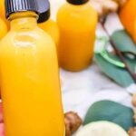 Turmeric and ginger shots with lemon and orange