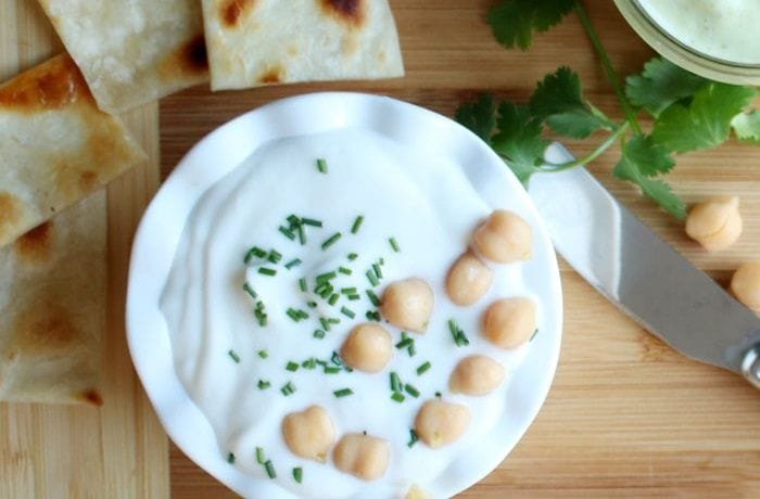 Vegan chickpea water mayonnaise in a glass jar