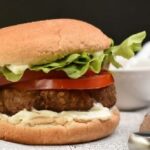 Vegetarian lentil burgers with tomato and lettuce